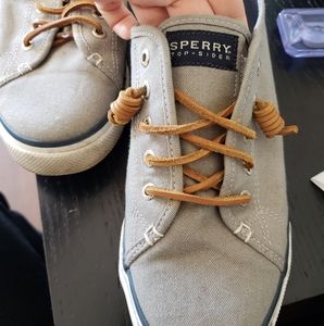 Sperry top sider grey canvas shoes sneakers sz 10